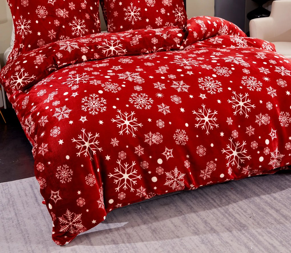 PrzytulneMieszkanie.pl PrzytulneMieszkanie.pl Pościel z mikropluszu SNOWFALL czerwona Rozmiar pościeli: 2 szt 70 x 90 cm | 200 x 220 cm