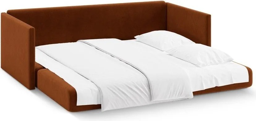 Aksamitna rozkładana sofa w kolorze terakoty 209 cm Shannon – Cosmopolitan Design