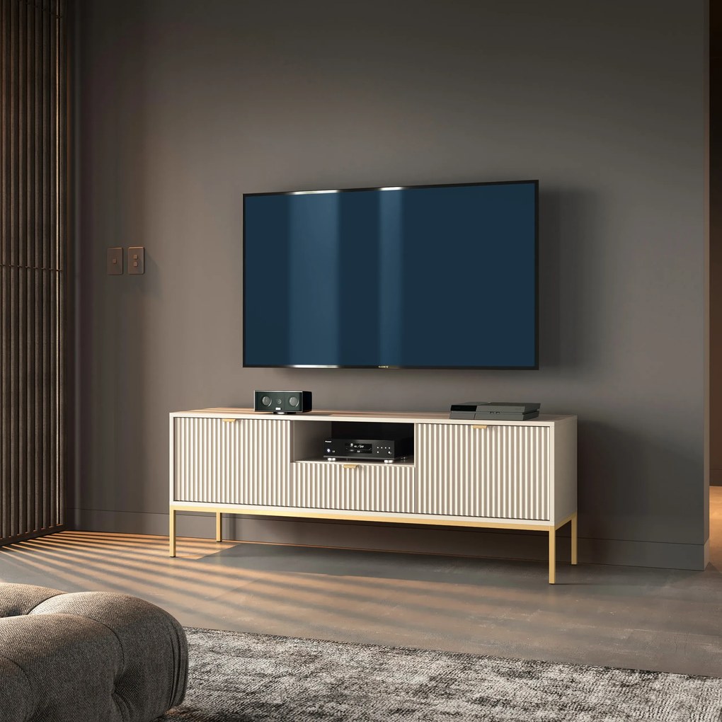 Szafka RTV stojąca STELLARE 154 cm do Salonu pod Telewizor 1 Szuflada - Kaszmir