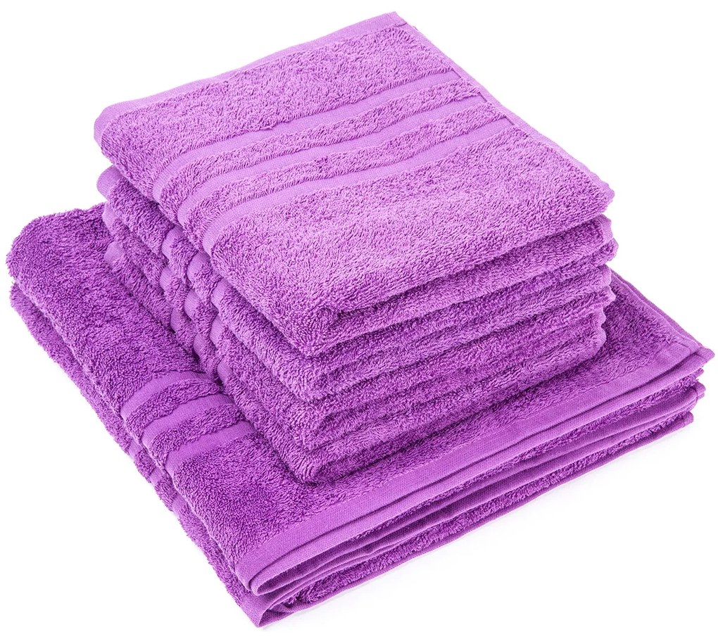 Zestaw ręczników „Classic” fioletowy, 4 szt. 50 x 100 cm, 2 szt. 70 x 140 cm, 4 szt. 50 x 100 cm, 2 szt. 70 x 140 cm
