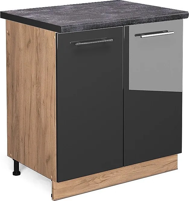 Szafka pod zlew antracyt wysoki połysk 80x60x82 fame-line