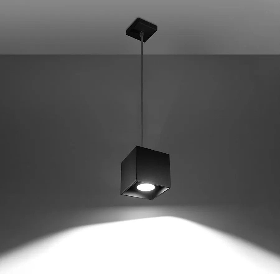 Lampy wiszące nowoczesny Quadx, aluminium - 1 źródło światła 3000K - L.10 x H.110 cm - czarny