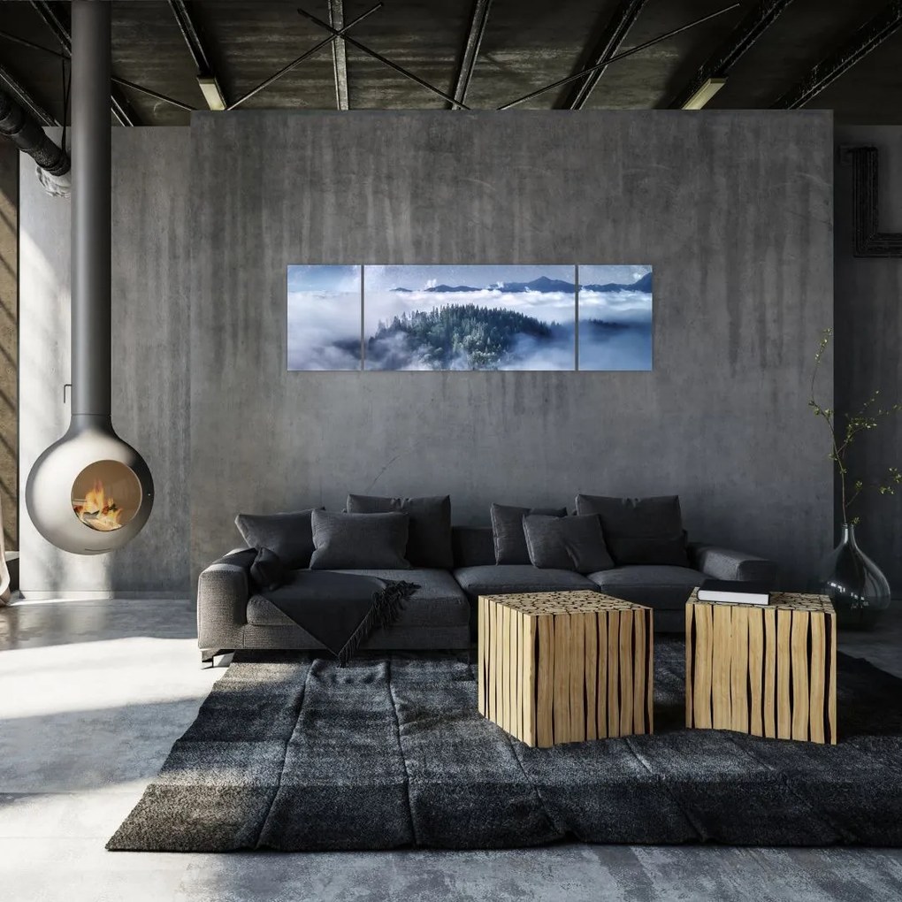 Obraz lasu we mgle (170x50 cm)