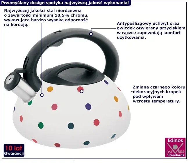 Czajnik zmieniający kolory ze stali nierdzewnej 3L G0-L75