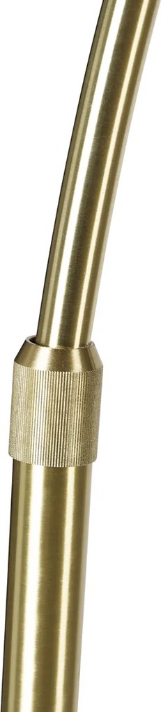 Mosiężna lampa łukowa z białym podwójnym aksamitnym abażurem w liście i beżowym - XXL