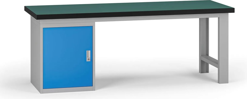 Stół warsztatowy G8, 2100 x 750 x 800 mm, 1x szafka, niebieski