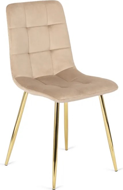 Krzesło Tapicerowane do Salonu YORK Kremowe Welurowe Glamour
