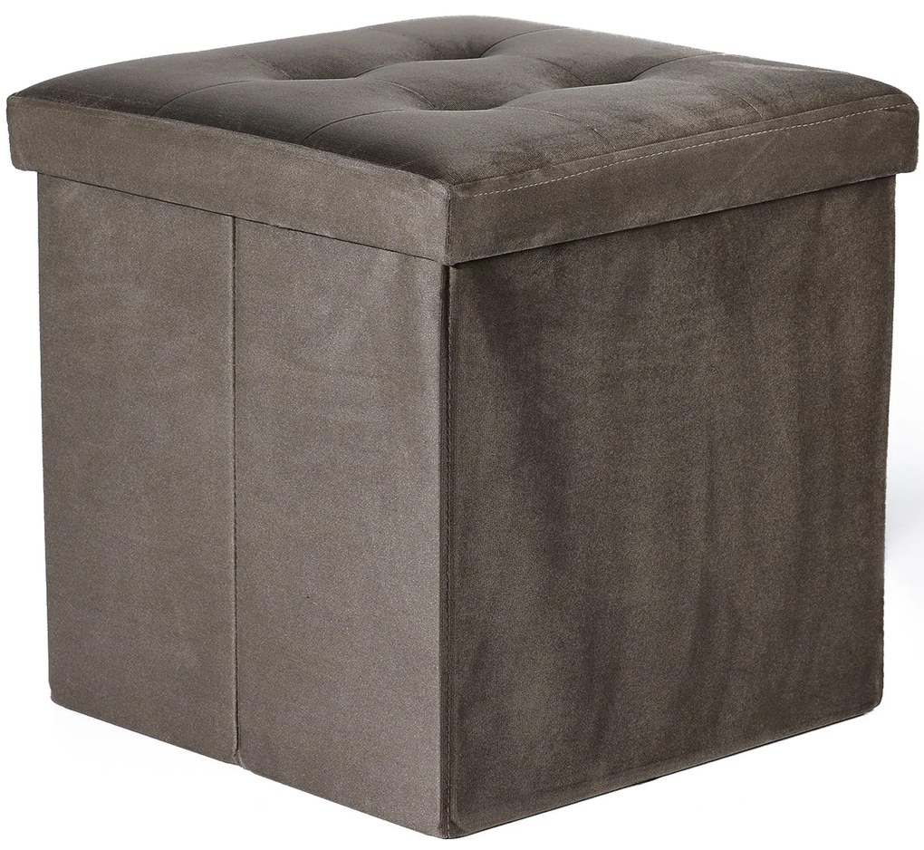 Brązowy składany taboret ZAREX VELVET L