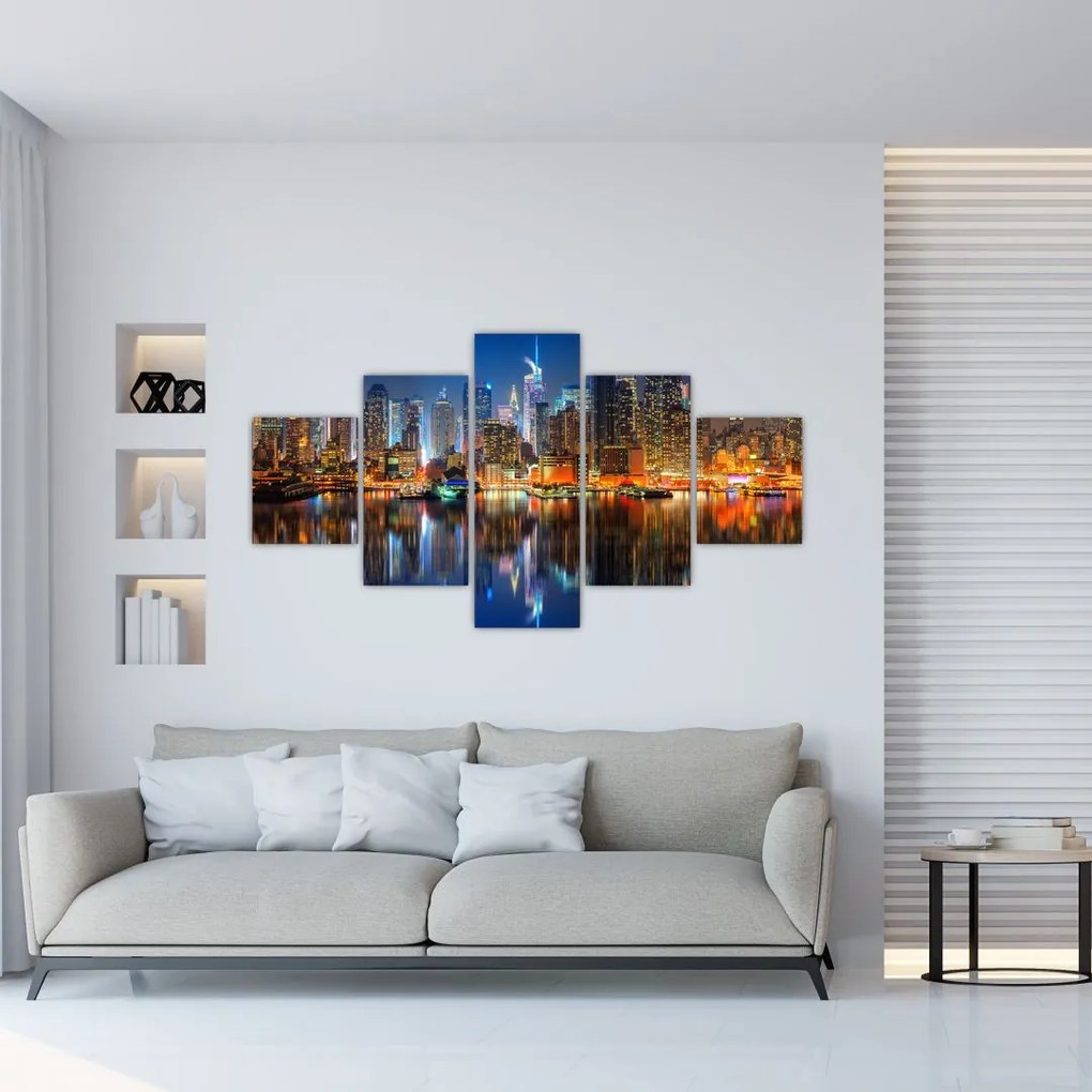 Obraz Manhattanu w nocy (125x70 cm)