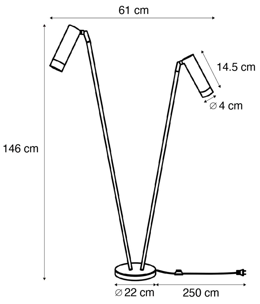 Nowoczesna lampa podłogowa beżowa 2-źródła światła GU10 35mm - Thomas Nowoczesny Oswietlenie wewnetrzne