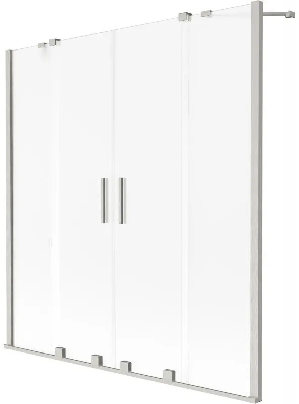 Mexen Velar Duo parawan nawannowy 2-skrzydłowy rozsuwany 140 x 150 cm, szron, nikiel szczotkowany - 896-140-000-32-97
