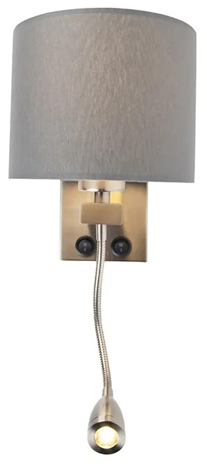 Nowoczesna lampa ścienna stalowa z szarym kloszem - Brescia Nowoczesny Oswietlenie wewnetrzne