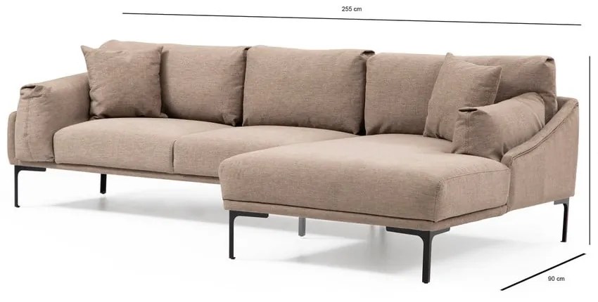 Beżowa sofa narożna Artie Leo, prawy narożnik