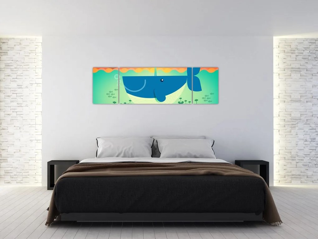 Obraz - Wesoły wieloryb w morzu (170x50 cm)
