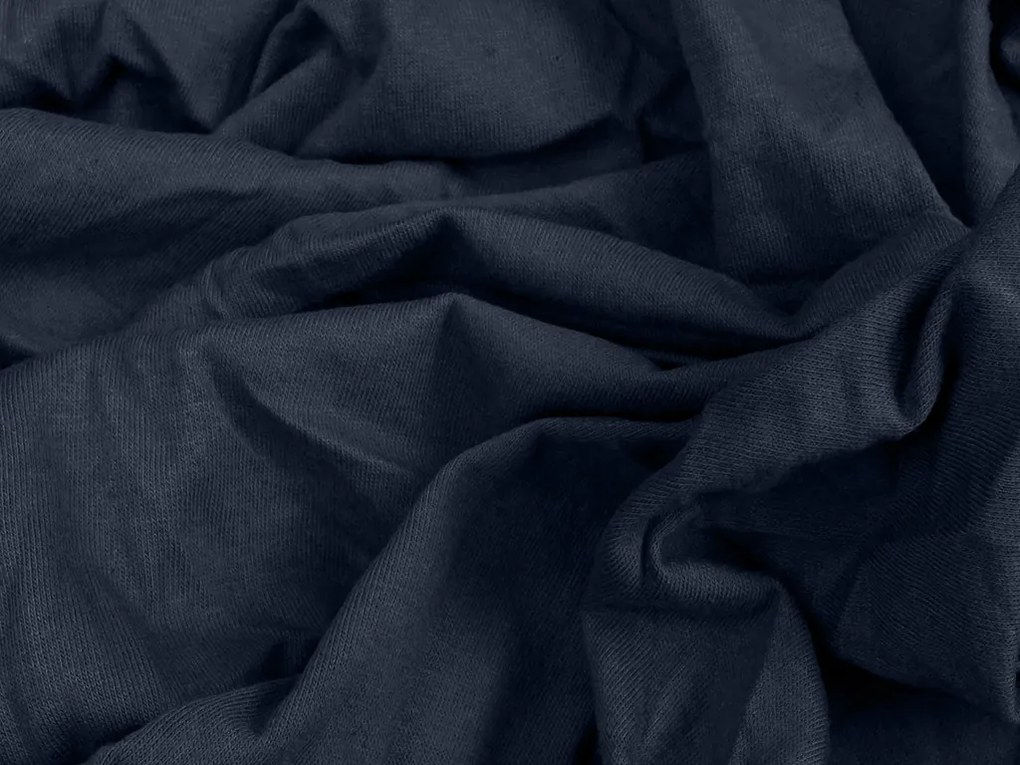 PrzytulneMieszkanie.pl Prześcieradło jersey z lycrą granatowe 90 x 200 cm