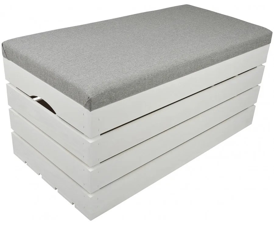 Pufa kufer skrzynia drewniana sosnowa siedzisko 80cm malowana biała