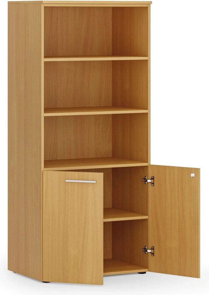 Szafa biurowa z drzwiami niskimi PRIMO WOOD, 800 x 500 x 1781 mm, buk