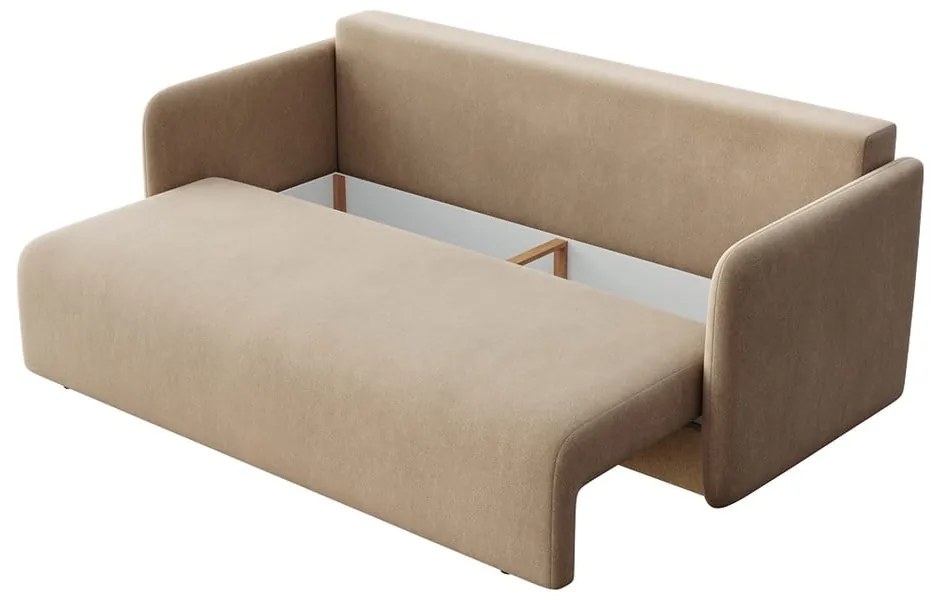 Jasnobrązowa aksamitna rozkładana sofa 220 cm Chaum – Rodier