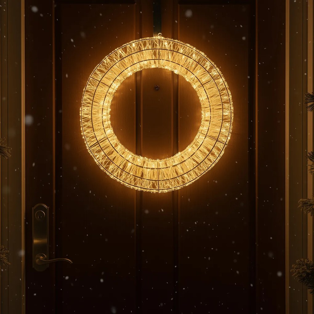 Świąteczna lampa wisząca wieniec srebrny 45 cm z LED IP44 - Nawa