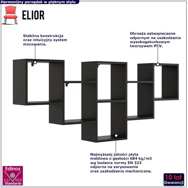 Czarna Nowoczesna Półka Wisząca M2-Z40