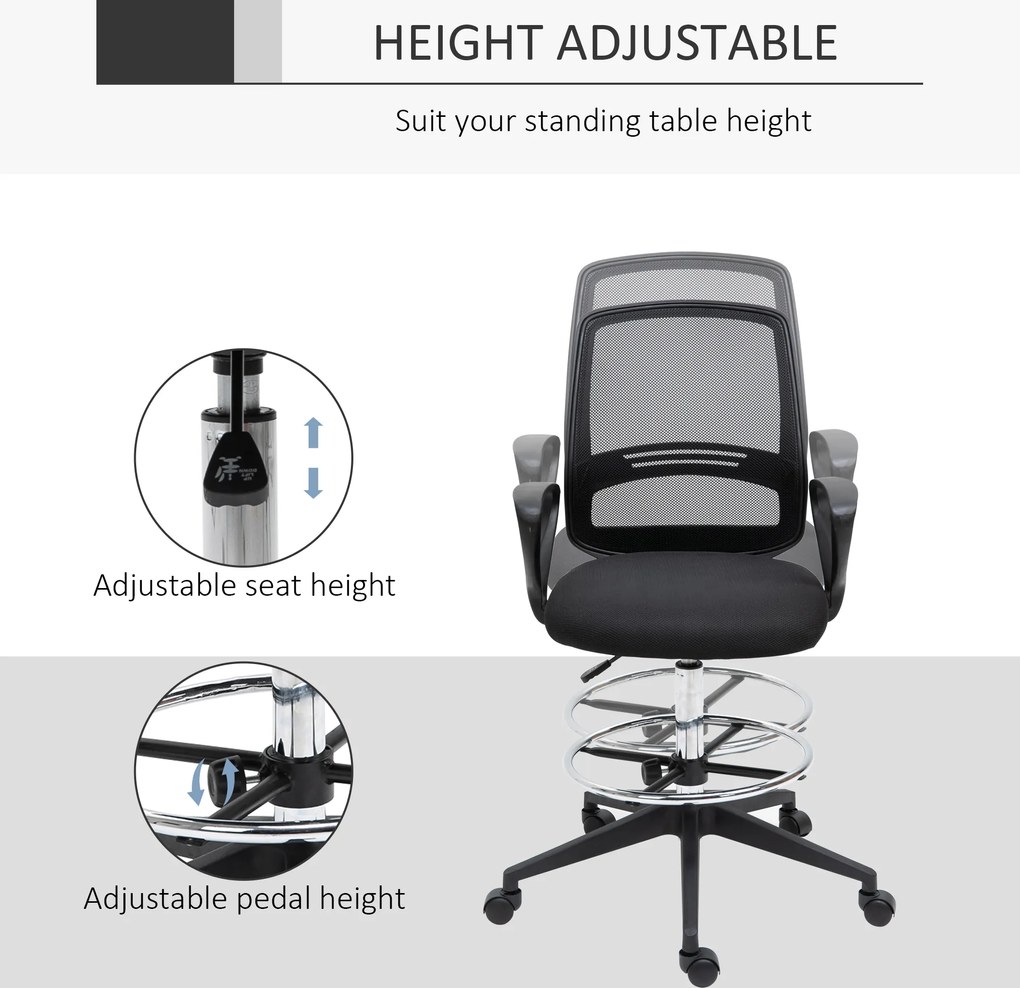 Vinsetto Fotel biurowy ergonomiczny obrotowy z regulacją wysokości czarny nowoczesny design | Aosom PL