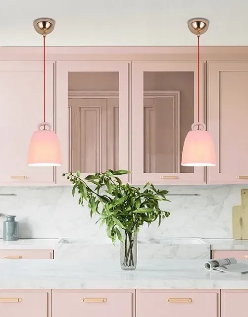 Różowa ceramiczna lampa wisząca - V012 S1-E23