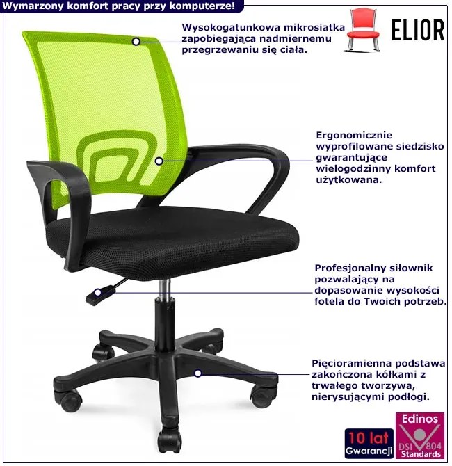 Zielony fotel obrotowy do biurka - Hagar 4X