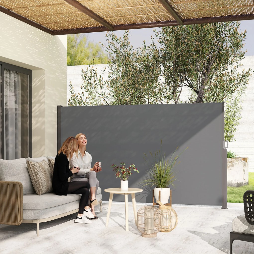 Outsunny Rozsuwana Markiza Boczna na Balkon i Taras 300x180cm Ciemnoszara