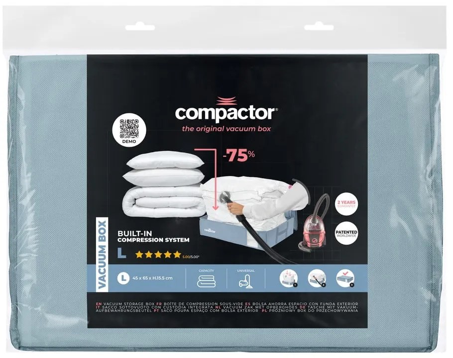 Plastikowy pojemnik próżniowy pod łóżko 65x45x15,5 cm Blue Edition – Compactor