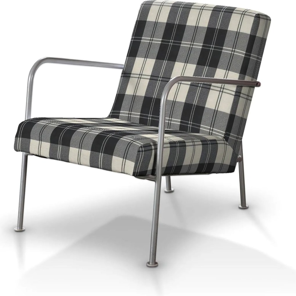 Pokrowiec na fotel Ikea PS kolor czarny tkanina strukturalna, wzorzysta