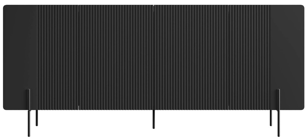 Komoda Malmi 200 cm czterodrzwiowa - czarny mat / czarne nóżki