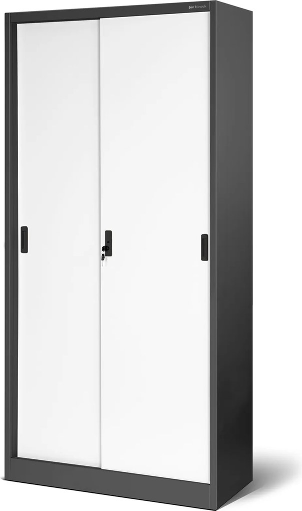 Przesuwna szafa biurowa Kuba 90x40x185 cm antracyt/biały