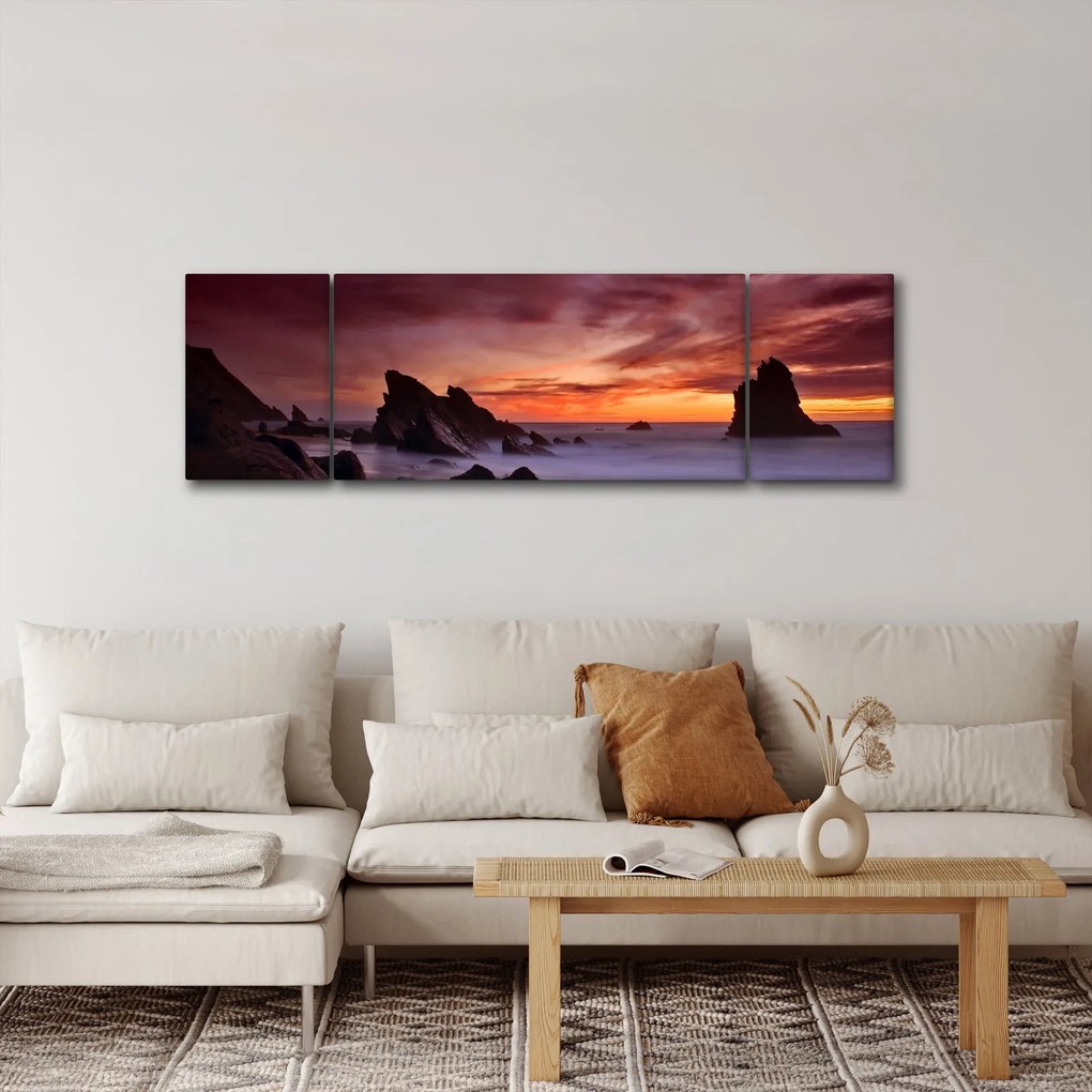 Obraz zachodu słońca na wybrzeżu (170x50 cm)