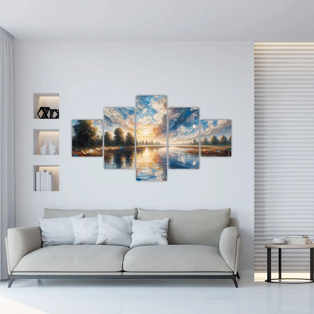 Obraz - Obraz słońca nad wodą (125x70 cm)