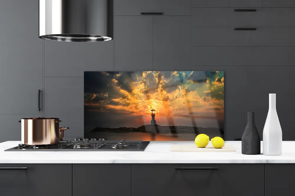 Panel Szklany do Kuchni Latarnia Na Skalistym Brzegu