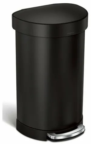 Simplehuman Półokrągły kosz pedałowy z ramą zestali nierdzewnej 45 l, czarny