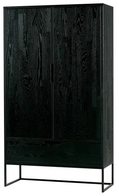 Czarna szafka z litego drewna jesionowego 85x149 cm Silas – WOOOD