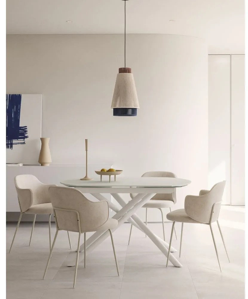 Biały rozkładany stół ze szklanym blatem 100x130 cm Yodalia – Kave Home