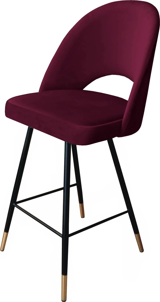 Hoker POLO krzesło barowe tkanina Welur podstawa metalowa hoker do kuchni : Kolor nogi - Czarno-złota stożek, Kolor tkaniny - VELVET - MG02, Typ siedziska - Siedzisko stałe