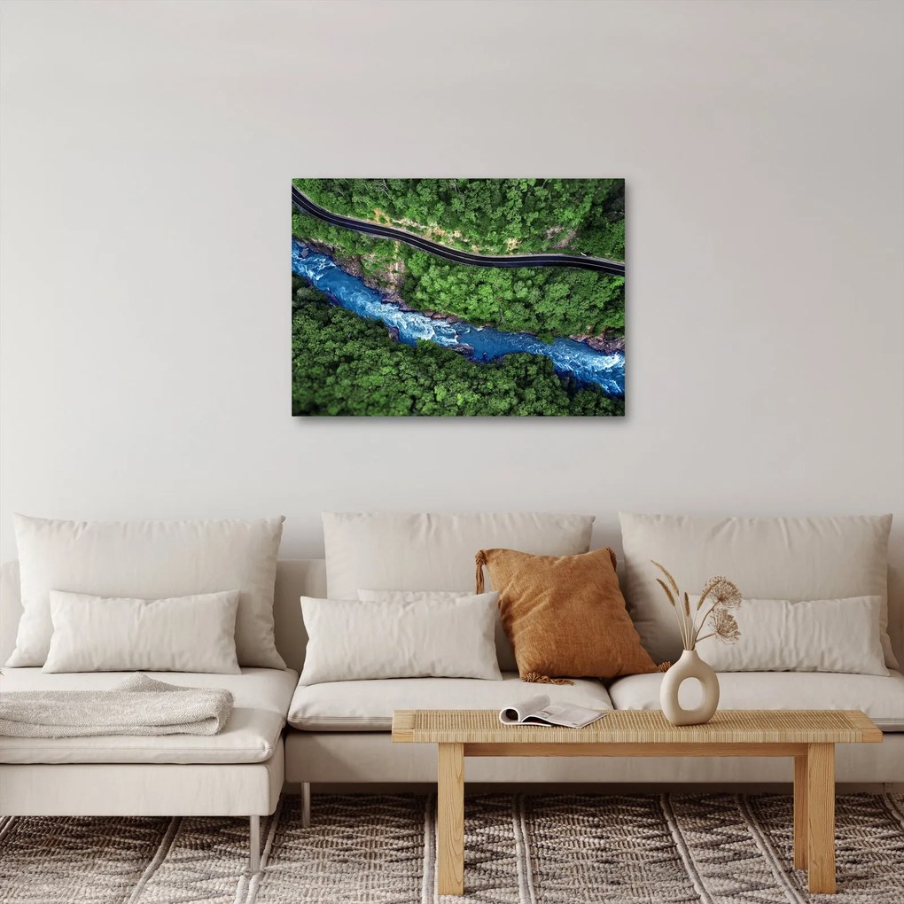 Obraz - Rzeka między górami, Kaukaz, Rosja (70x50 cm)