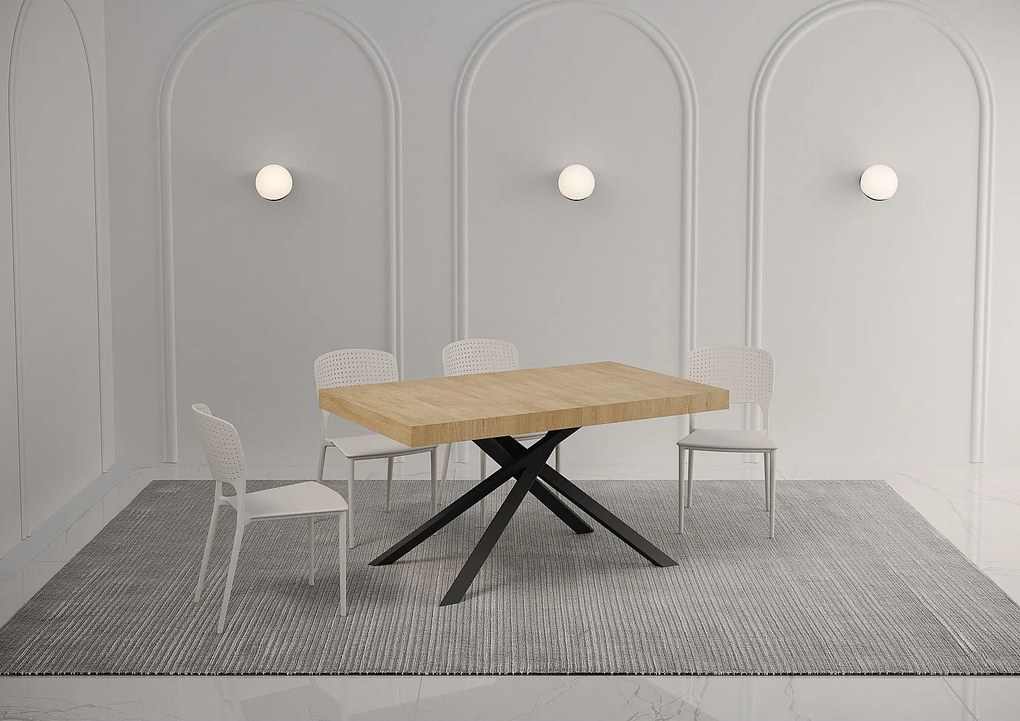 Stół rozkładany 140/244x90 cm Karida dąb naturalny nogi antracytowe