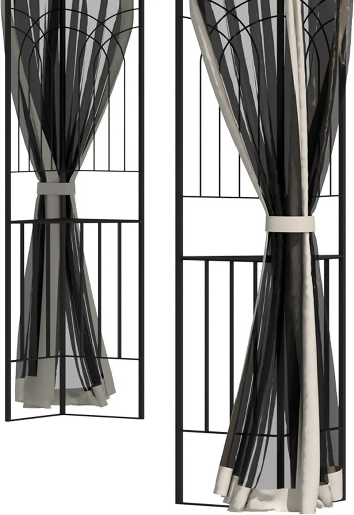 Outsunny Altana ogrodowa z podwójnym dachem 3x3m Namiot imprezowy Poliester Beżowy Przestronny i stylowy | Aosom PL