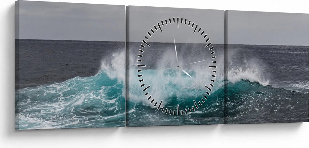 Obraz - Fale w oceanie (z zegarem) (90x30 cm)