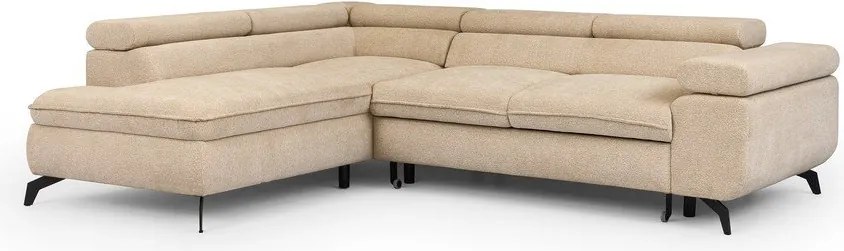 Beżowy narożnik z tkaniny szenilowej (lewostronny/w kształcie litery L) Marbeya – Ropez