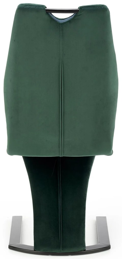 K442 krzesło ciemny zielony, na płozach, tkanina velvet, uchwyt,