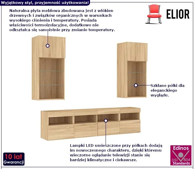 5-częściowy zestaw mebli w kolorze dębu sonoma W3-R28