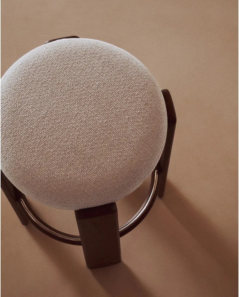 Hoker w kolorze beżowo-ciemnonaturalnym z litego drewna jesionowego (wysokość siedziska 75 cm) Granite – Kave Home