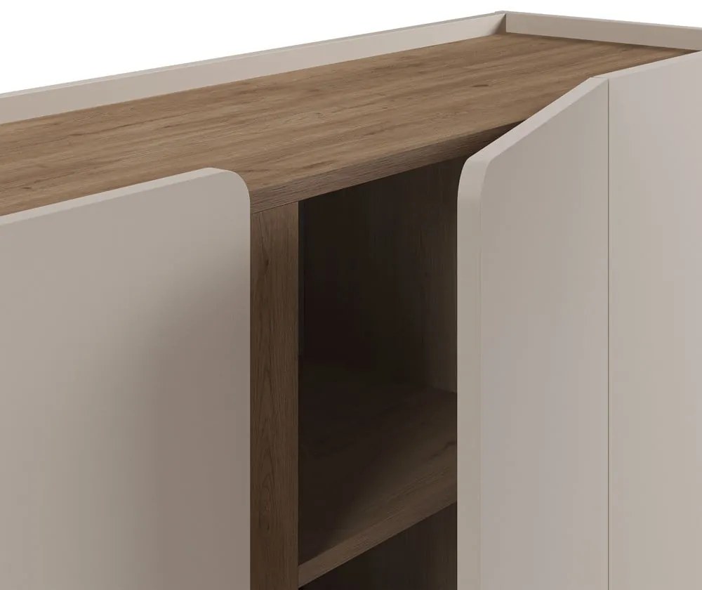 Kremowo-naturalna komoda w dekorze dębu 180x82x40 cm Lucile – Marckeric
