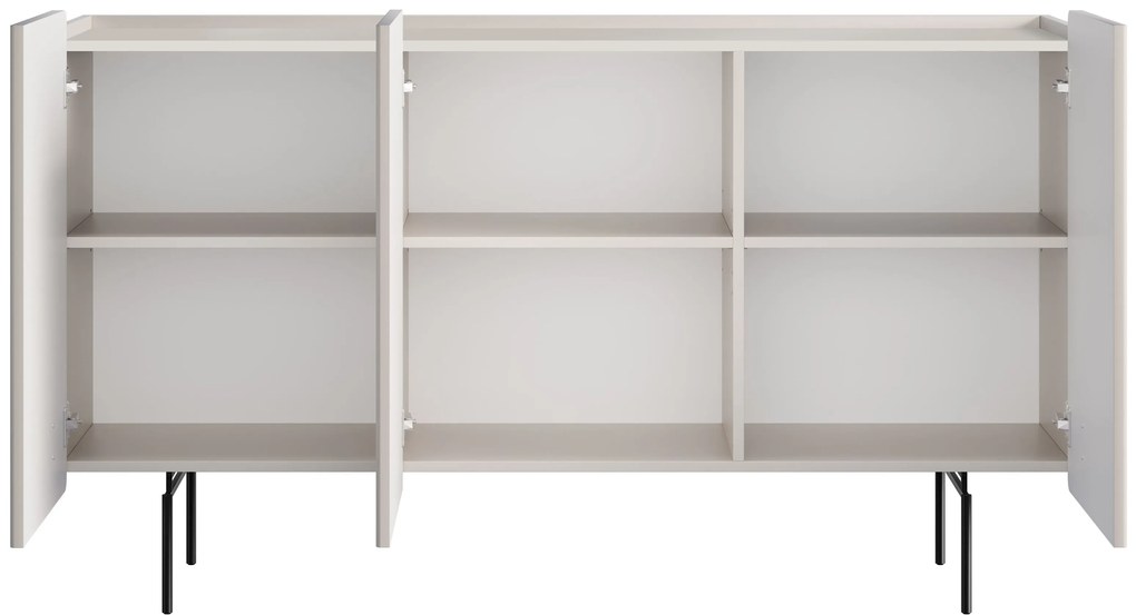 Komoda Malmi 150 cm trzydrzwiowa - kaszmir / czarne nóżki