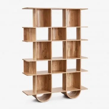 Regał 130x180 Cm Z Drewna Flin Rustykalny Brąz Akacjowy - Sklum